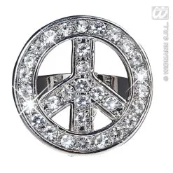 Bague Peace And Love Strass Argenté