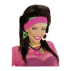 Bandeaux Vert Et Rose Fluo Années 80