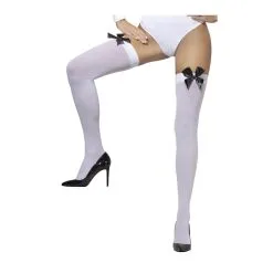 Bas Blancs Autofixants Avec Noeud Noir