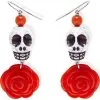 Boucles D'oreilles Dia De Los Muertos Rose Rouge