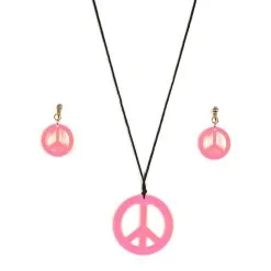 Boucles D'oreilles Et Collier Peace And Love Rose -Camouflage Soldes Boutique Boucles d oreilles et collier peace and love rose 16796