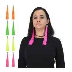 Boucles D'oreilles Longues Franges Fluo Adulte