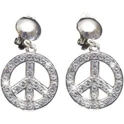 Boucles D'oreilles Symbole Peace And Love Strass