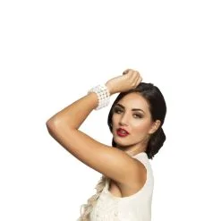 Bracelet 4 Rangées De Perles Blanches