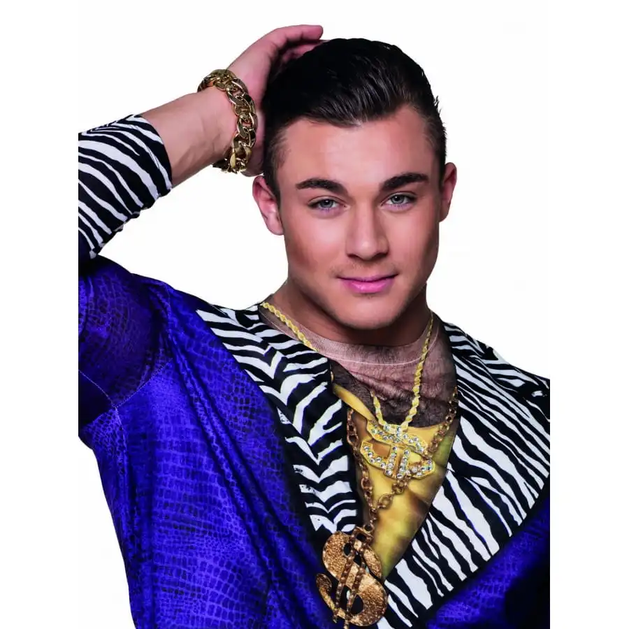 Bracelet Grosse Chaine Dorée Effet Bling Bling 1 Bracelet Grosse Chaine Dorée Effet Bling Bling