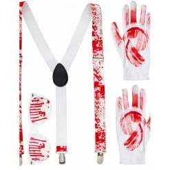 Bretelles, Lunettes Et Gants Blancs Ensanglantés