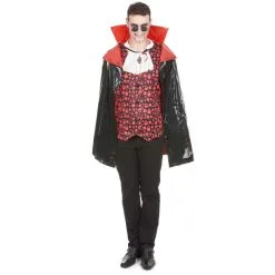Cape De Vampire Mi Longue Avec Col Rouge