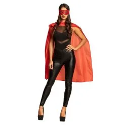 Cape Et Masque Rouge De Super Héros Pour Adulte -Camouflage Soldes Boutique Cape et masque rouge de super heros pour adulte 62441