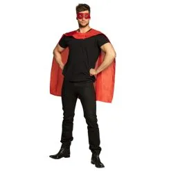 Cape Et Masque Rouge De Super Héros Pour Adulte -Camouflage Soldes Boutique Cape et masque rouge de super heros pour adulte 62442