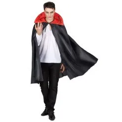 Cape Noire Avec Col Rouge Pour Adulte