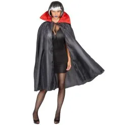 Cape Noire Avec Col Rouge Pour Adulte -Camouflage Soldes Boutique Cape noire avec col rouge pour adulte 28842