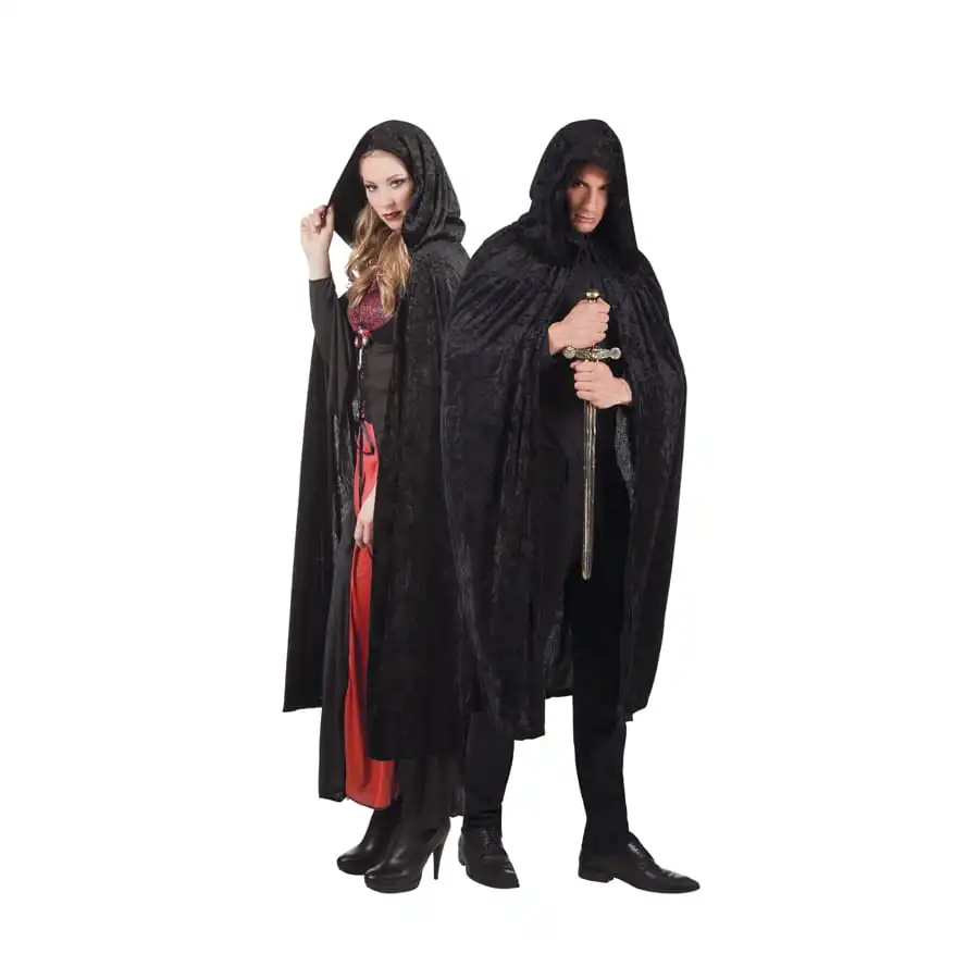 Cape Noire En Velours Avec Capuche 1 Cape Noire En Velours Avec Capuche