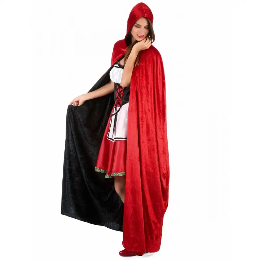 Cape Réversible Rouge Et Noire Effet Velours, Luxe 3 Cape Réversible Rouge Et Noire Effet Velours, Luxe – Image 3