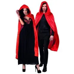 Cape Rouge Effet Velours Avec Capuche