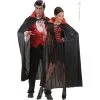 Cape Satin Noire Col Rouge Adulte