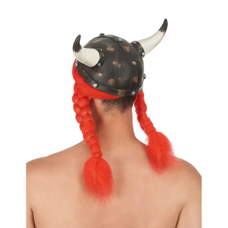 Casque De Gaulois Avec Cornes Et Tresses 2 Casque De Gaulois Avec Cornes Et Tresses – Image 2