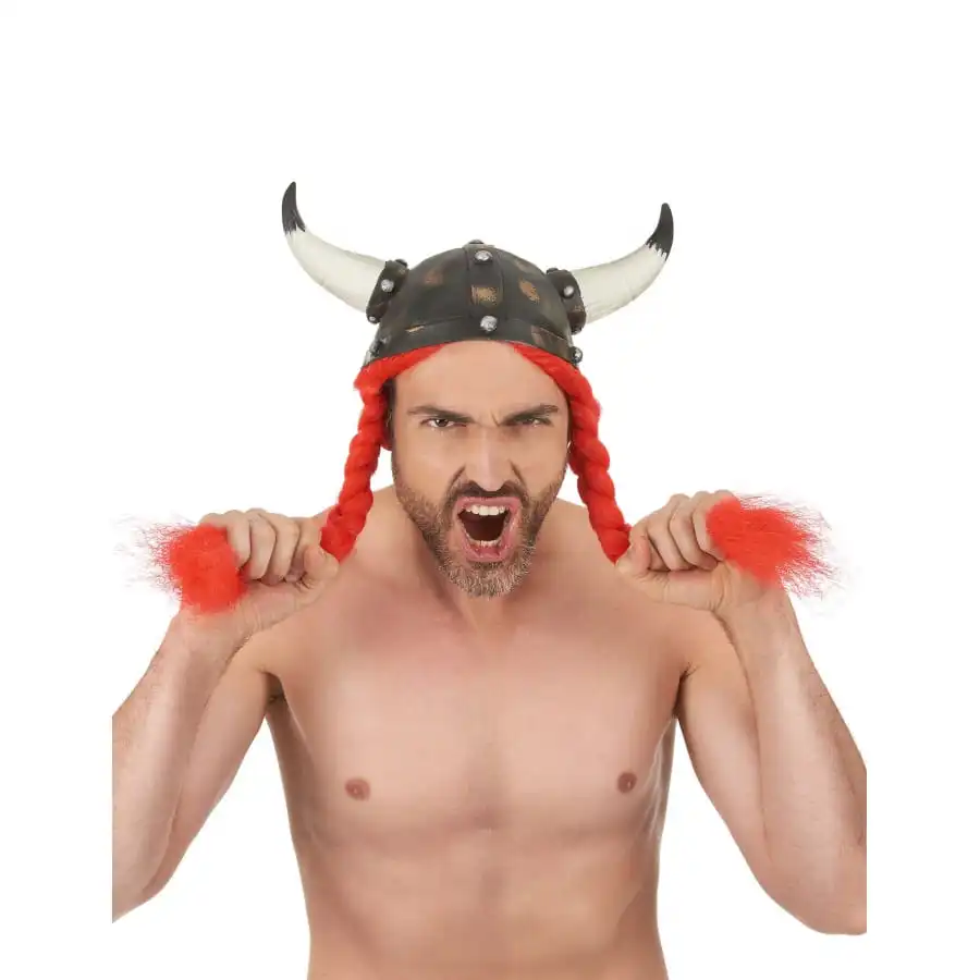 Casque De Gaulois Avec Cornes Et Tresses 1 Casque De Gaulois Avec Cornes Et Tresses