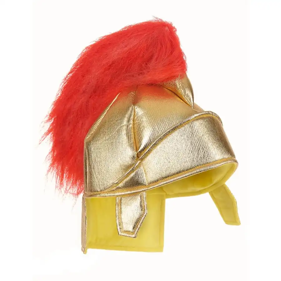 Casque De Romain Doré Avec Plums Rouges 1 Casque De Romain Doré Avec Plums Rouges
