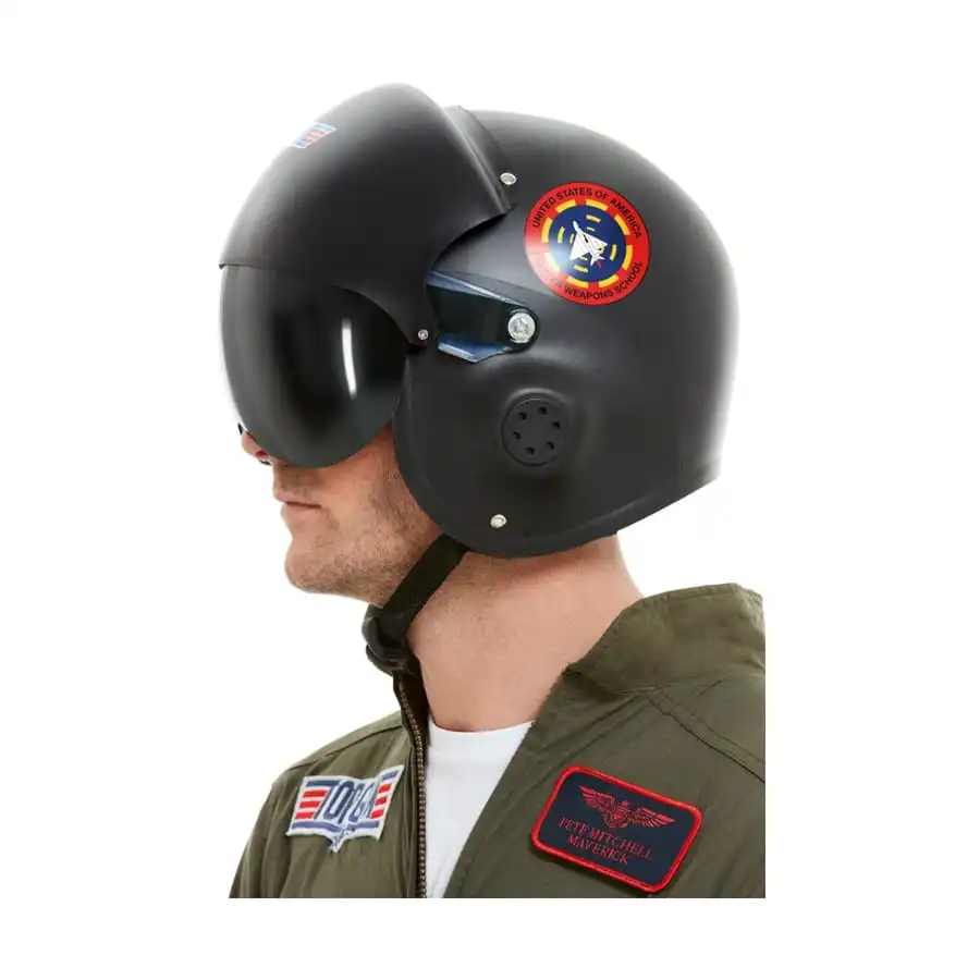 Casque De Top Gun Noir De Luxe, Adulte 4 Casque De Top Gun Noir De Luxe, Adulte – Image 4