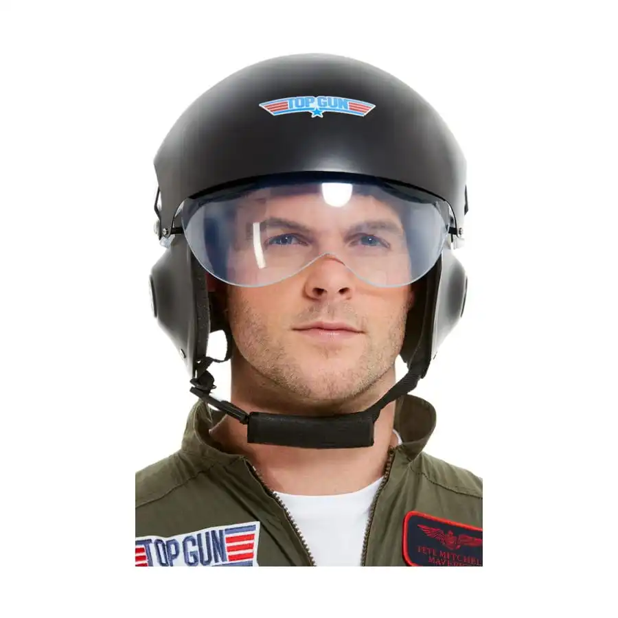 Casque De Top Gun Noir De Luxe, Adulte 1 Casque De Top Gun Noir De Luxe, Adulte