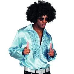 Chemise Bleu Clair Disco Ruche Pour Homme