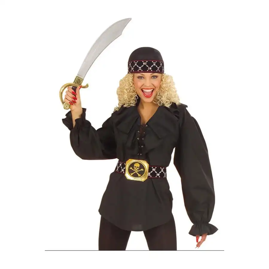 Chemise D'époque Femme De Pirate Noir 2 Chemise D'époque Femme De Pirate Noir – Image 2