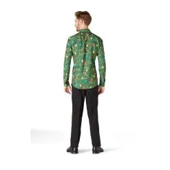 Chemise De Noël Verte Imprimés Boulles Et Cloches -Camouflage Soldes Boutique Chemise de noel verte imprimes boulles et cloches 69506