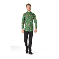 Chemise De Noël Verte Imprimés Boulles Et Cloches -Camouflage Soldes Boutique Chemise de noel verte imprimes boulles et cloches 69507