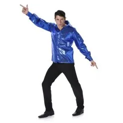 Chemise Disco Bleue Avec Sequins