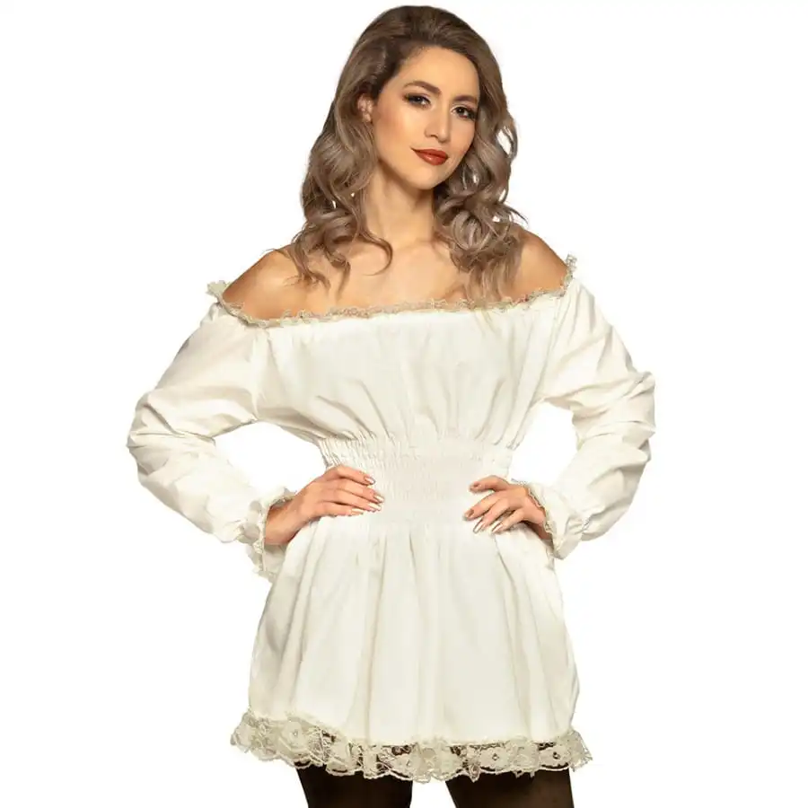Chemise Médiévale Blanche épaules Dénudées 1 Chemise Médiévale Blanche épaules Dénudées