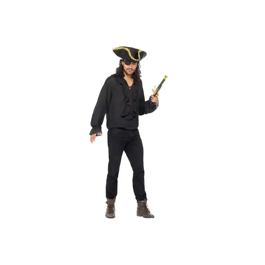 Chemise Noire Unie De Pirate 1 Chemise Noire Unie De Pirate