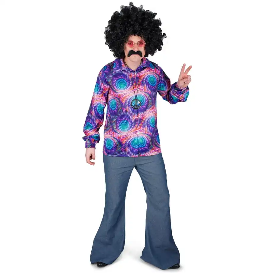 Chemise Psychédélique Hippie Motifs Violets 1 Chemise Psychédélique Hippie Motifs Violets