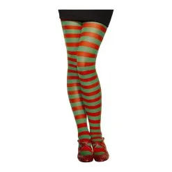 Collants Lignés Opaques, Vert Et Rouge -Camouflage Soldes Boutique Collants lignes opaques vert et rouge 111