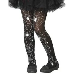 Collants Noirs Avec Toile D'araignée Blanche Fille