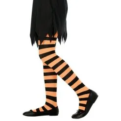 Collants Rayés Orange Et Noir. Enfant -Camouflage Soldes Boutique Collants rayes orange et noir enfant 2