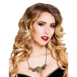 Collier Avec Rouages Steampunk Bleutés