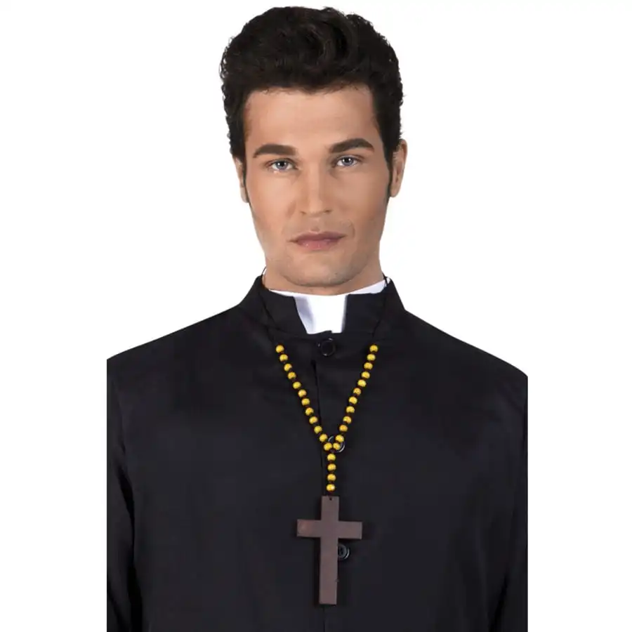 Collier De Perles En Bois Avec Croix De Moine 1 Collier De Perles En Bois Avec Croix De Moine