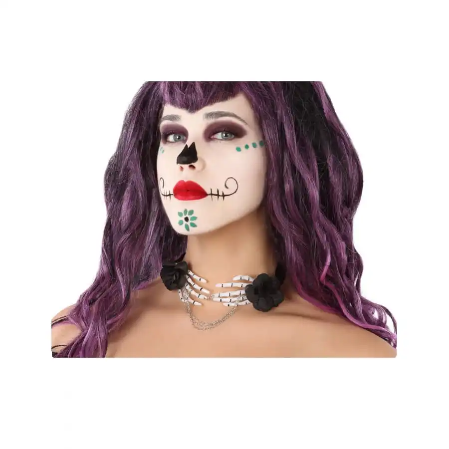 Collier Dia De Los Muertos Avec Doigts Squelette 1 Collier Dia De Los Muertos Avec Doigts Squelette