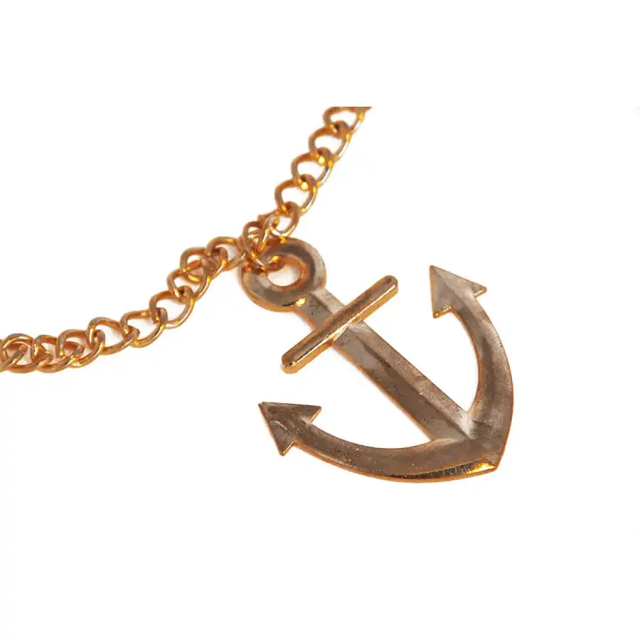 Collier Doré Avec Pendentif Ancre De Marin 2 Collier Doré Avec Pendentif Ancre De Marin – Image 2