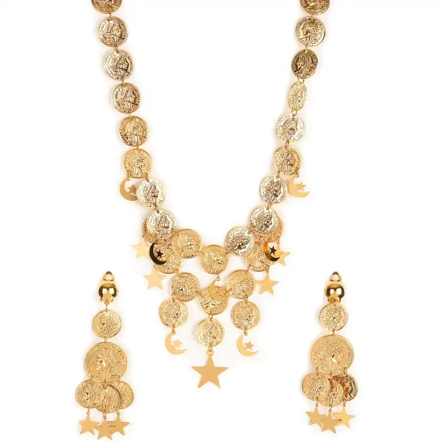 Collier Et Boucles D'oreilles Pièces Dorées 1 Collier Et Boucles D'oreilles Pièces Dorées