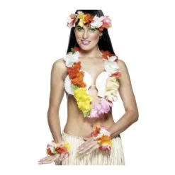 Collier Hawaïen Avec Fleurs Multicolores