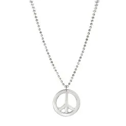 Collier Peace And Love Argenté, 7cm