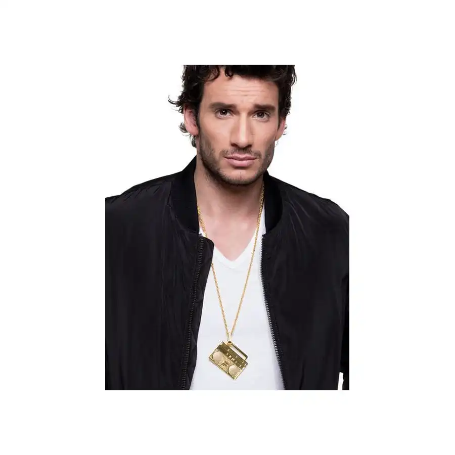Collier Pendentif Radio Dorée 80's 1 Collier Pendentif Radio Dorée 80's