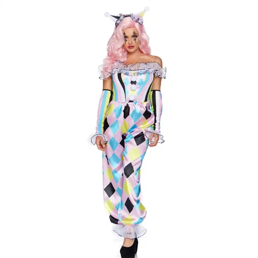 Combinaison De Clown Rose Multicolore Femme, Luxe 1 Combinaison De Clown Rose Multicolore Femme, Luxe