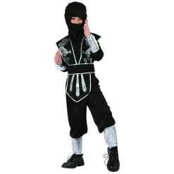 Combinaison De Ninja Noire Argentée Pour Enfant -Camouflage Soldes Boutique Combinaison de ninja noire argentee pour enfant 26954