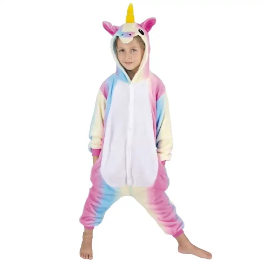 Combinaison Licorne Blanche Arc-en-ciel, Enfant 1 Combinaison Licorne Blanche Arc-en-ciel, Enfant