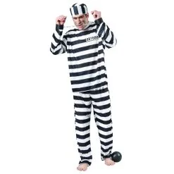 Combinaison Rayée Noire Et Blanche De Prisonnier
