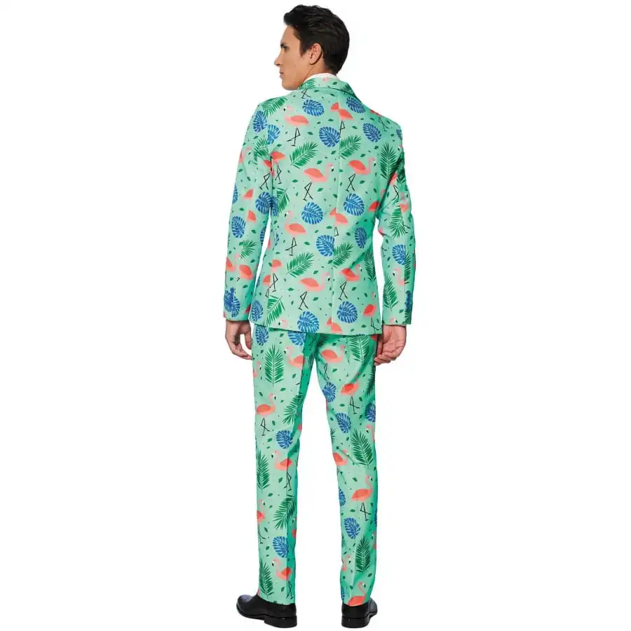 Costume 3 Pièces à Motif Flamant Rose Pour Homme 2 Costume 3 Pièces à Motif Flamant Rose Pour Homme – Image 2