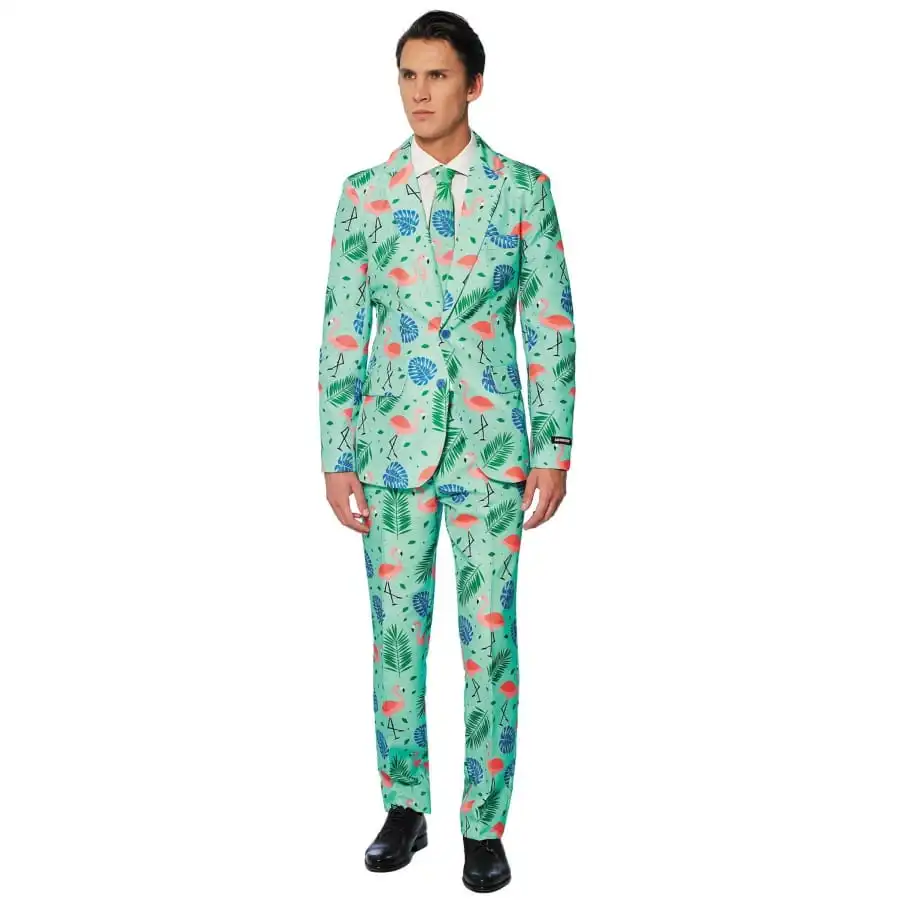 Costume 3 Pièces à Motif Flamant Rose Pour Homme 1 Costume 3 Pièces à Motif Flamant Rose Pour Homme