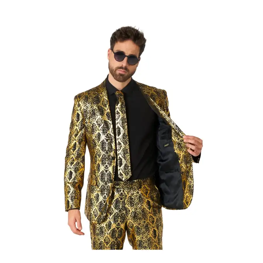 Costume 3 Pièces Effet Peau De Serpent Doré 2 Costume 3 Pièces Effet Peau De Serpent Doré – Image 2